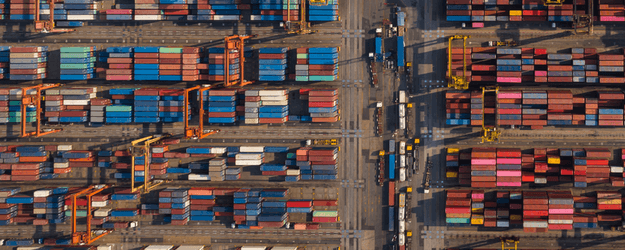 Container port from above